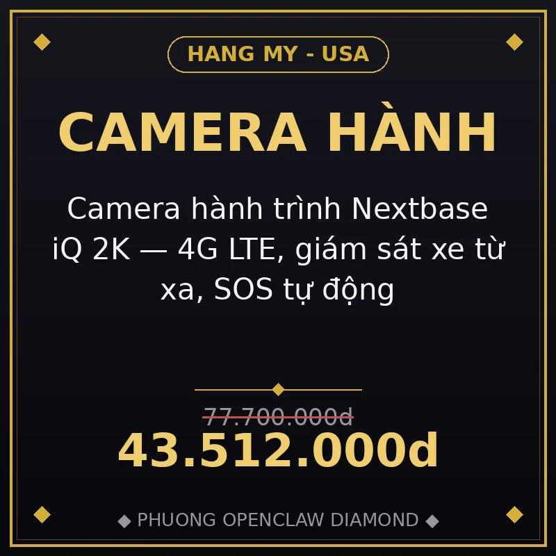 Camera hành trình Nextbase iQ 2K — 4G LTE, giám sát xe từ xa, SOS tự động