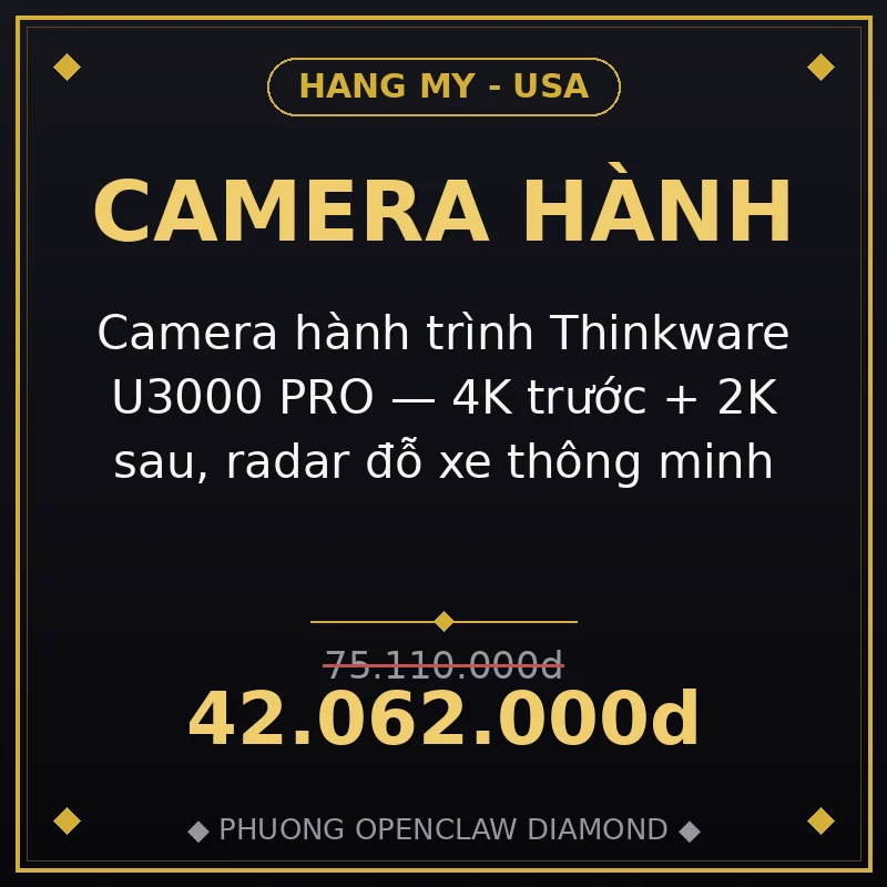 Camera hành trình Thinkware U3000 PRO — 4K trước + 2K sau, radar đỗ xe thông minh