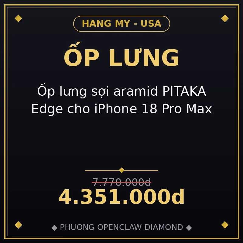 Ốp lưng sợi aramid PITAKA Edge cho iPhone 18 Pro Max