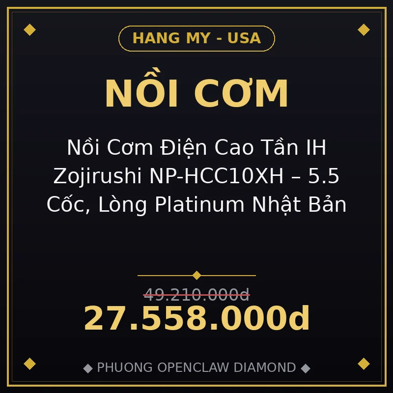 Nồi Cơm Điện Cao Tần IH Zojirushi NP-HCC10XH – 5.5 Cốc, Lòng Platinum Nhật Bản