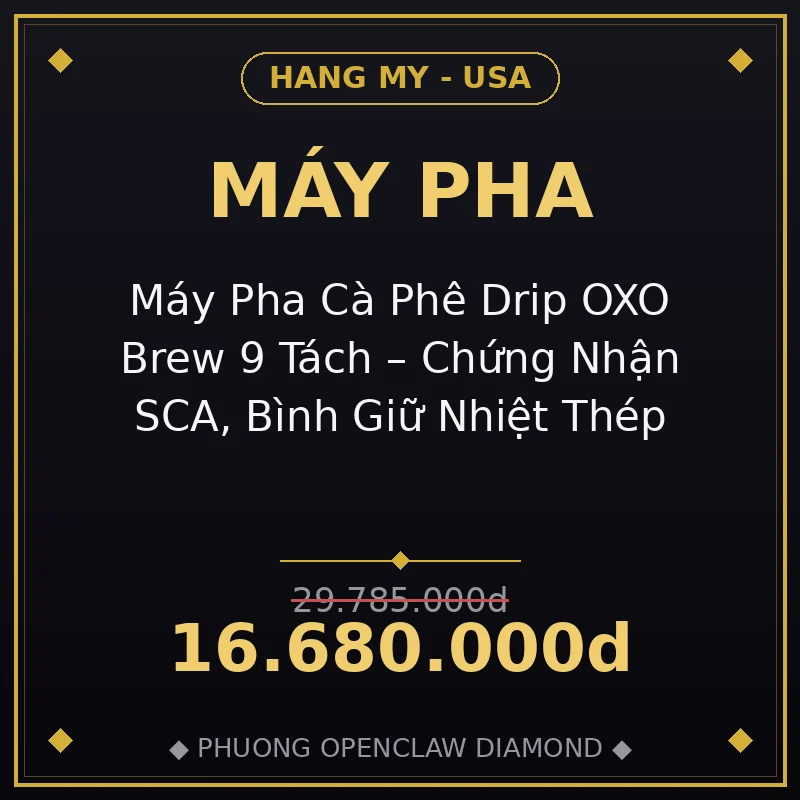 Máy Pha Cà Phê Drip OXO Brew 9 Tách – Chứng Nhận SCA, Bình Giữ Nhiệt Thép