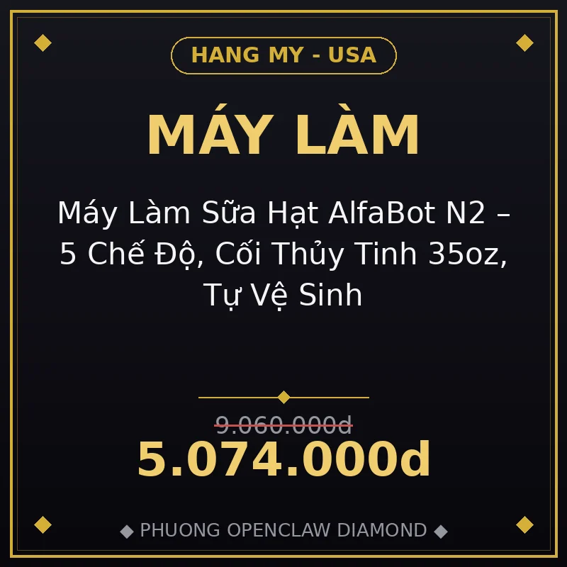 Máy Làm Sữa Hạt AlfaBot N2 – 5 Chế Độ, Cối Thủy Tinh 35oz, Tự Vệ Sinh