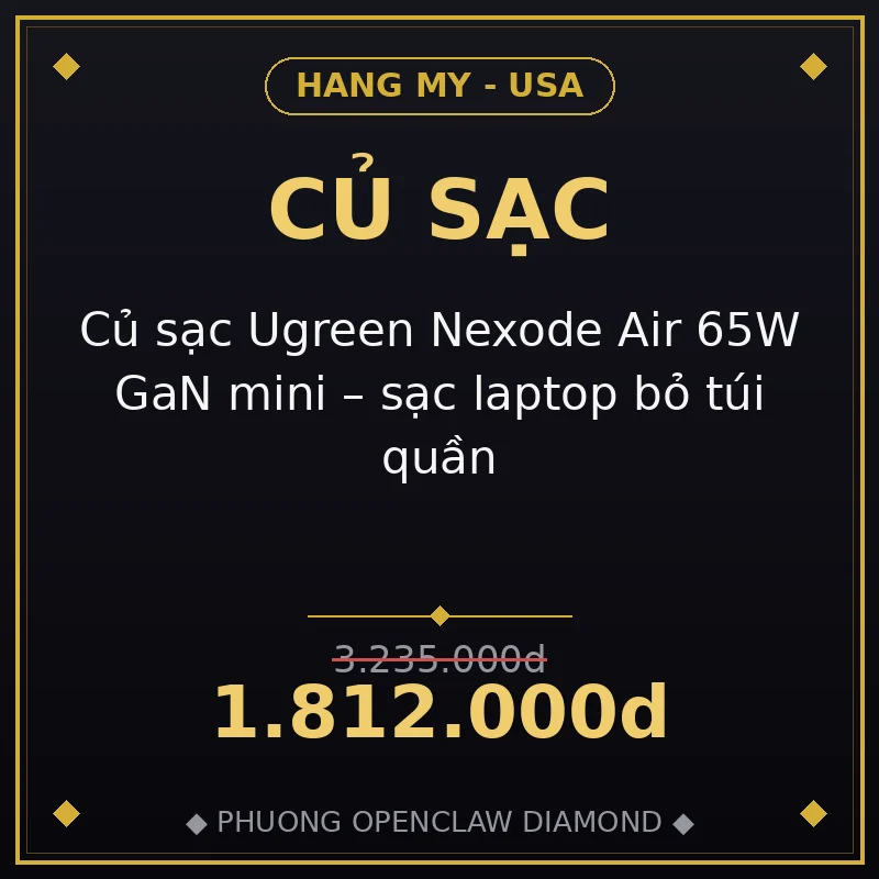 Củ sạc Ugreen Nexode Air 65W GaN mini – sạc laptop bỏ túi quần