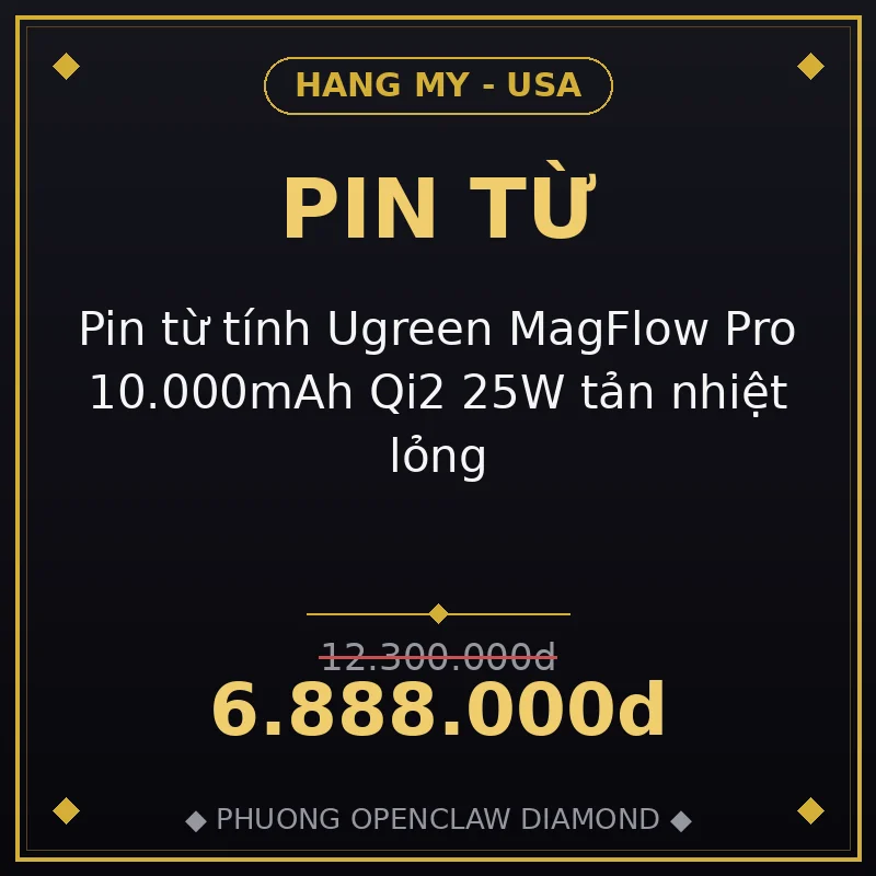 Pin từ tính Ugreen MagFlow Pro 10.000mAh Qi2 25W tản nhiệt lỏng