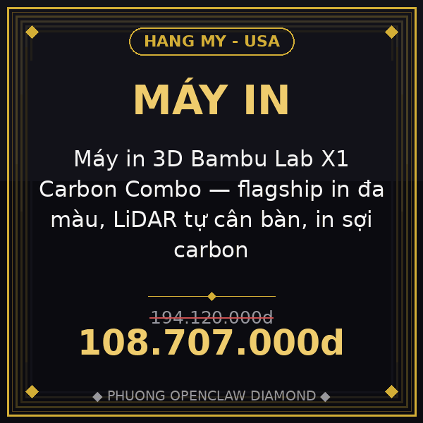 Máy in 3D Bambu Lab X1 Carbon Combo — flagship in đa màu, LiDAR tự cân bàn, in sợi carbon