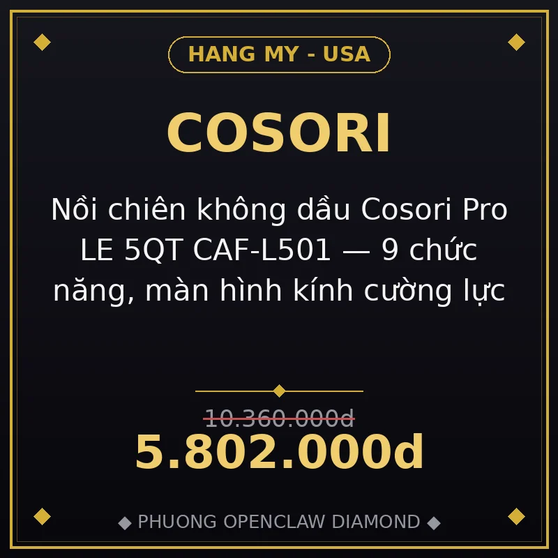 Nồi chiên không dầu Cosori Pro LE 5QT CAF-L501 — 9 chức năng, màn hình kính cường lực