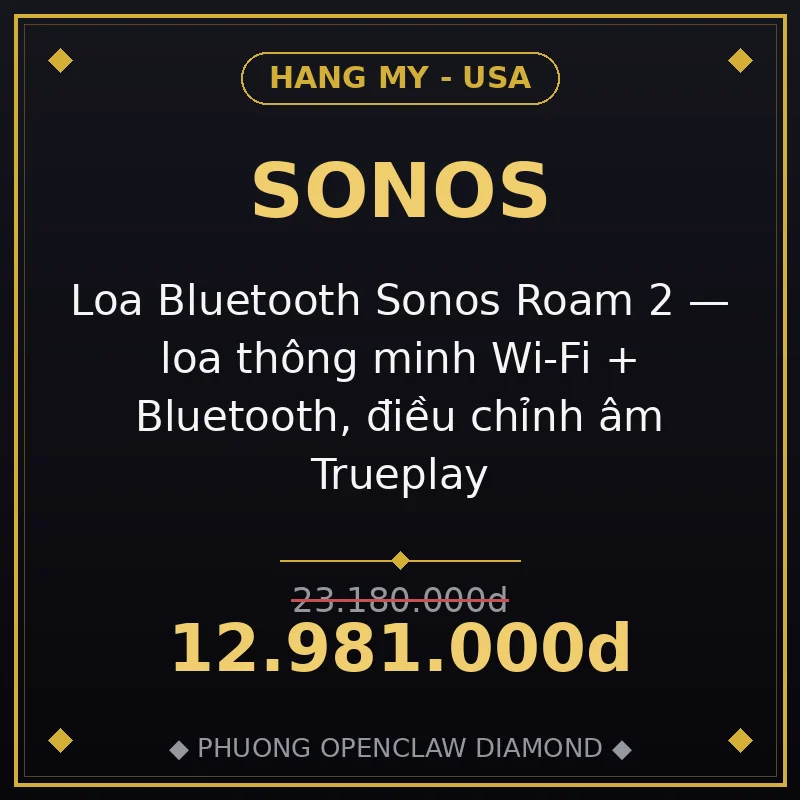 Loa Bluetooth Sonos Roam 2 — loa thông minh Wi-Fi + Bluetooth, điều chỉnh âm Trueplay