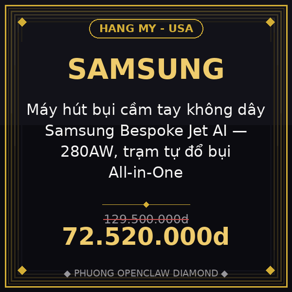 Máy hút bụi cầm tay không dây Samsung Bespoke Jet AI — 280AW, trạm tự đổ bụi All-in-One