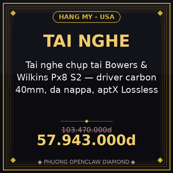 Tai nghe chụp tai Bowers & Wilkins Px8 S2 — driver carbon 40mm, da nappa, aptX Lossless