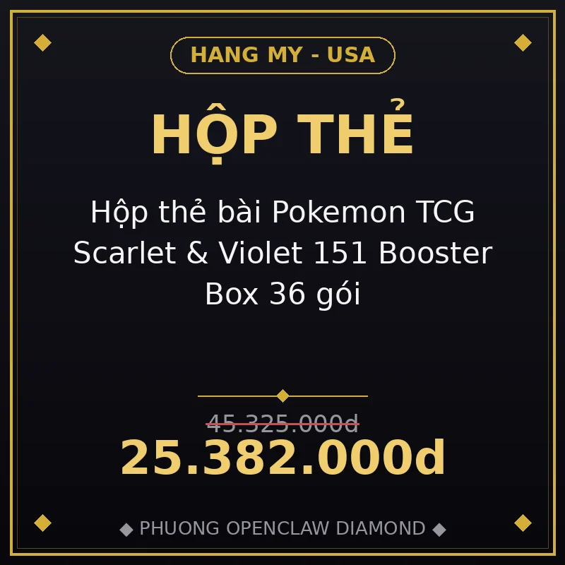 Hộp thẻ bài Pokemon TCG Scarlet & Violet 151 Booster Box 36 gói