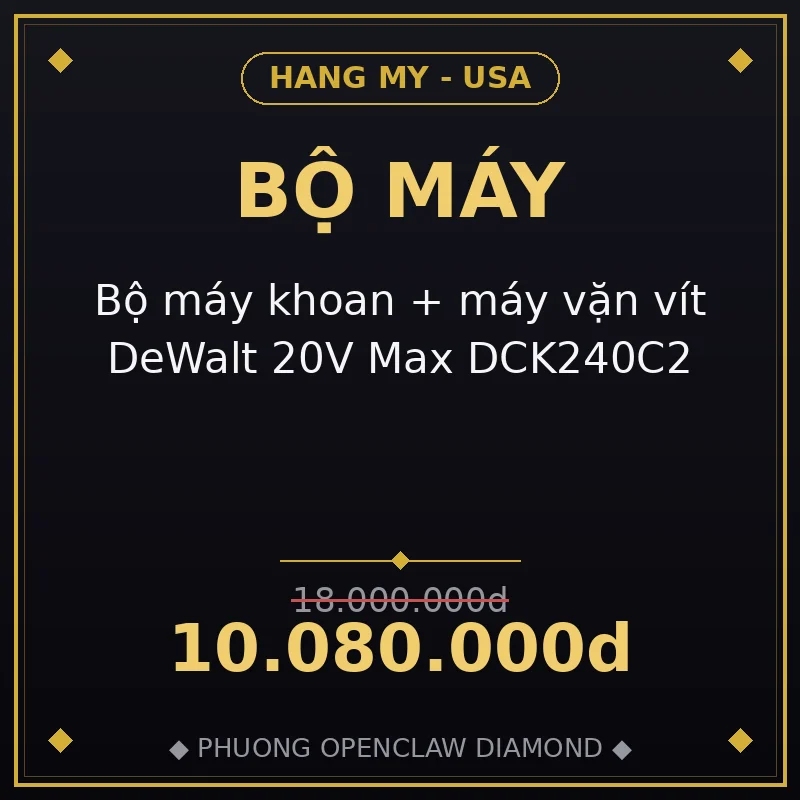 Bộ máy khoan + máy vặn vít DeWalt 20V Max DCK240C2