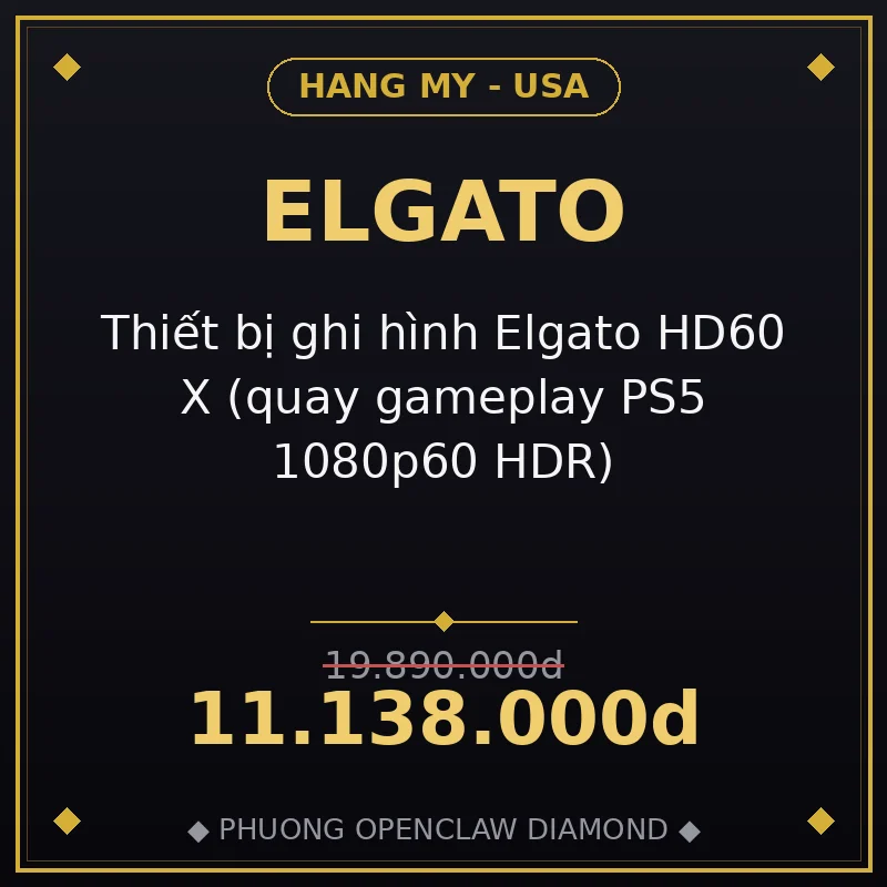 Thiết bị ghi hình Elgato HD60 X (quay gameplay PS5 1080p60 HDR)