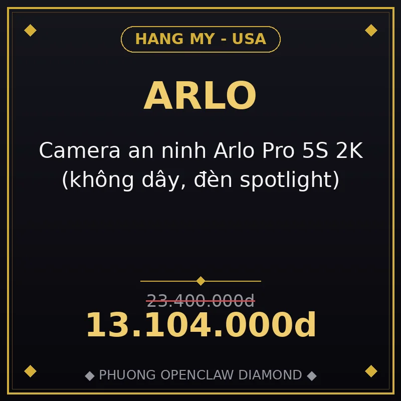 Camera an ninh Arlo Pro 5S 2K (không dây, đèn spotlight)