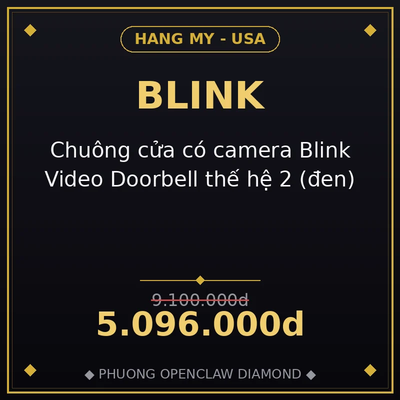 Chuông cửa có camera Blink Video Doorbell thế hệ 2 (đen)
