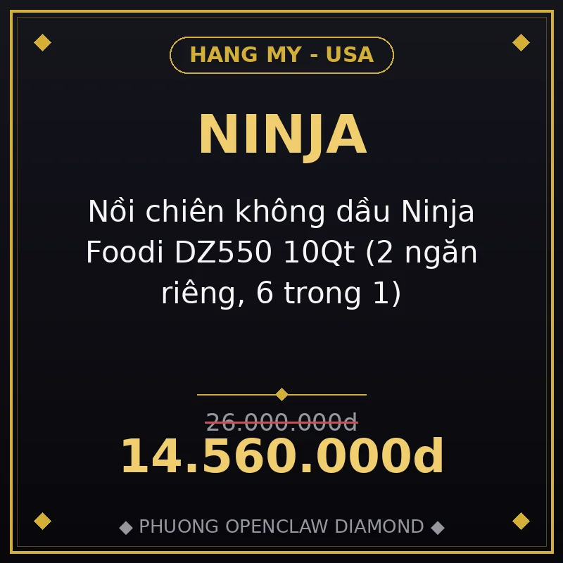 Nồi chiên không dầu Ninja Foodi DZ550 10Qt (2 ngăn riêng, 6 trong 1)
