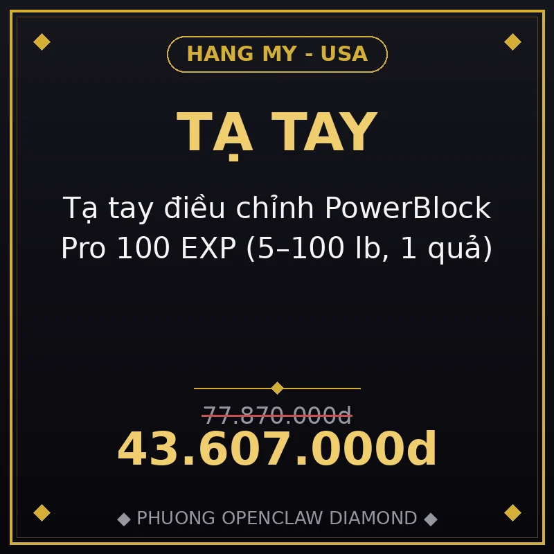 Tạ tay điều chỉnh PowerBlock Pro 100 EXP (5–100 lb, 1 quả)