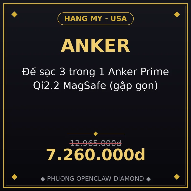 Đế sạc 3 trong 1 Anker Prime Qi2.2 MagSafe (gập gọn)