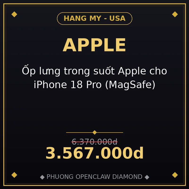Ốp lưng trong suốt Apple cho iPhone 18 Pro (MagSafe)
