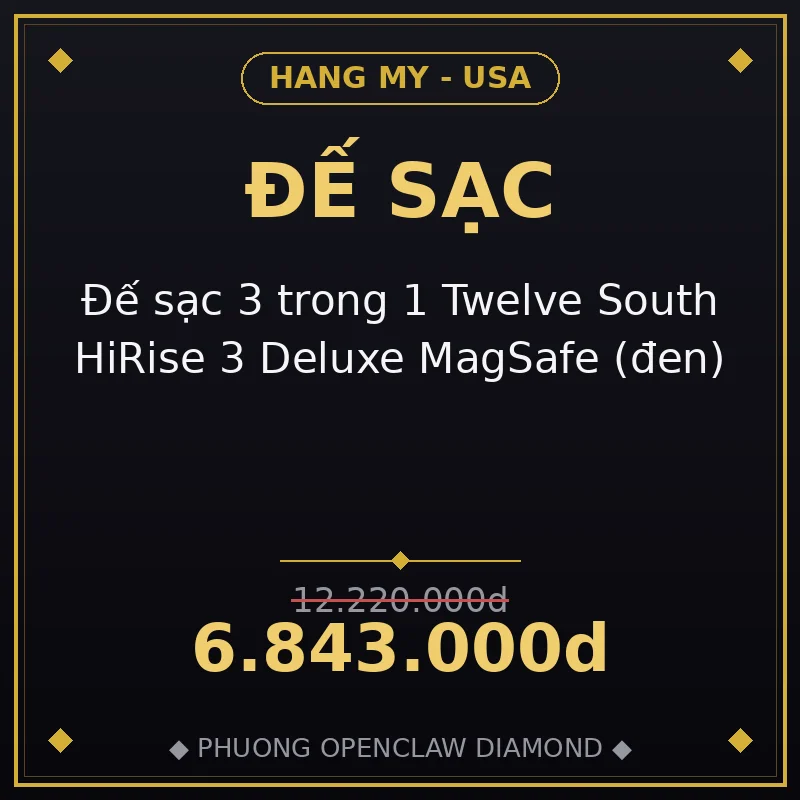 Đế sạc 3 trong 1 Twelve South HiRise 3 Deluxe MagSafe (đen)