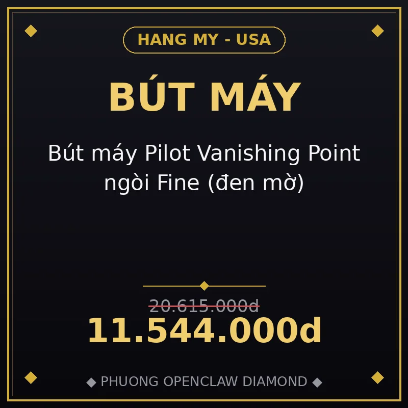 Bút máy Pilot Vanishing Point ngòi Fine (đen mờ)