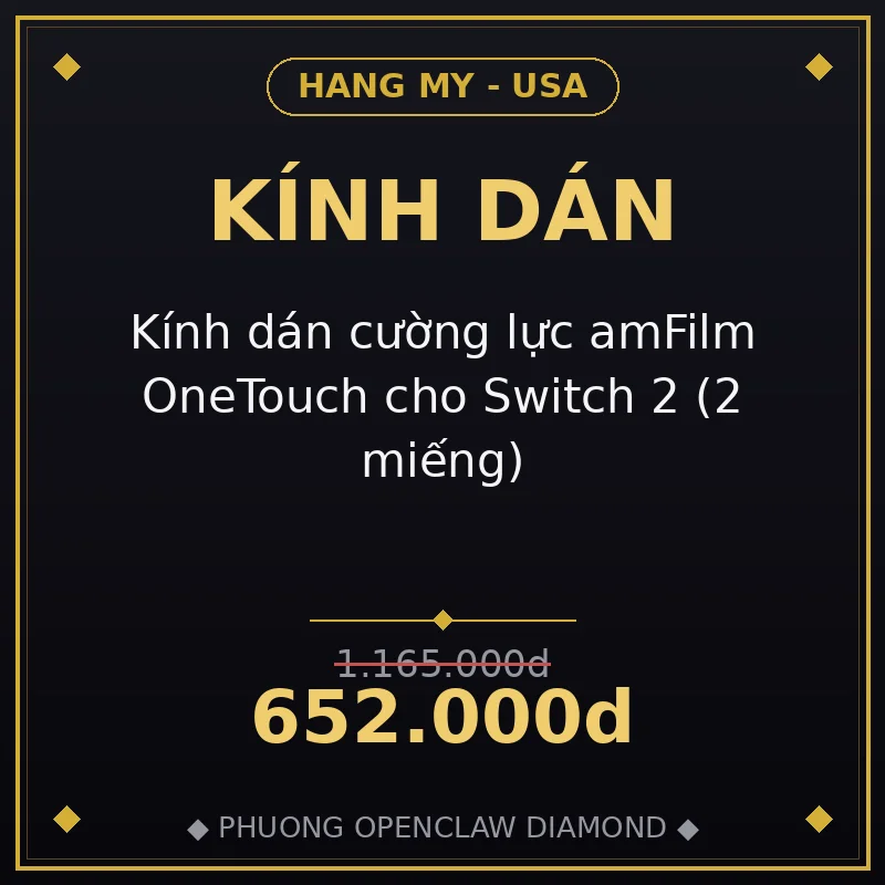 Kính dán cường lực amFilm OneTouch cho Switch 2 (2 miếng)