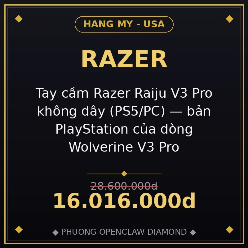 Tay cầm Razer Raiju V3 Pro không dây (PS5/PC) — bản PlayStation của dòng Wolverine V3 Pro