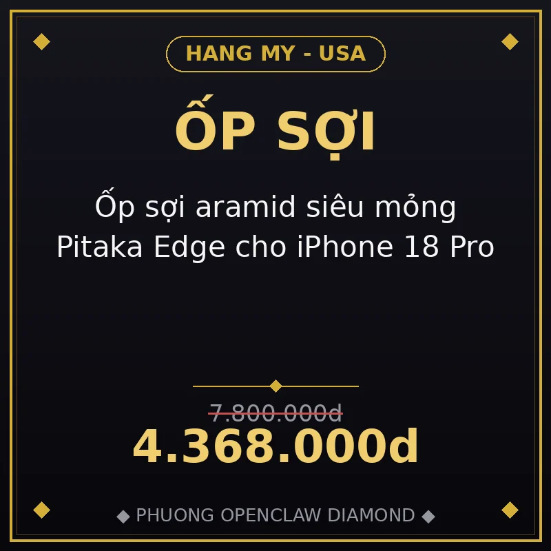Ốp sợi aramid siêu mỏng Pitaka Edge cho iPhone 18 Pro