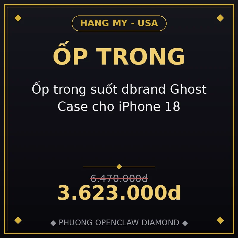 Ốp trong suốt dbrand Ghost Case cho iPhone 18