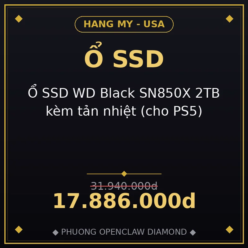 Ổ SSD WD Black SN850X 2TB kèm tản nhiệt (cho PS5)