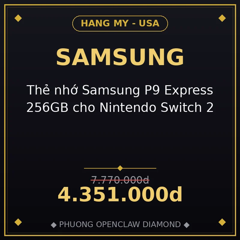 Thẻ nhớ Samsung P9 Express 256GB cho Nintendo Switch 2