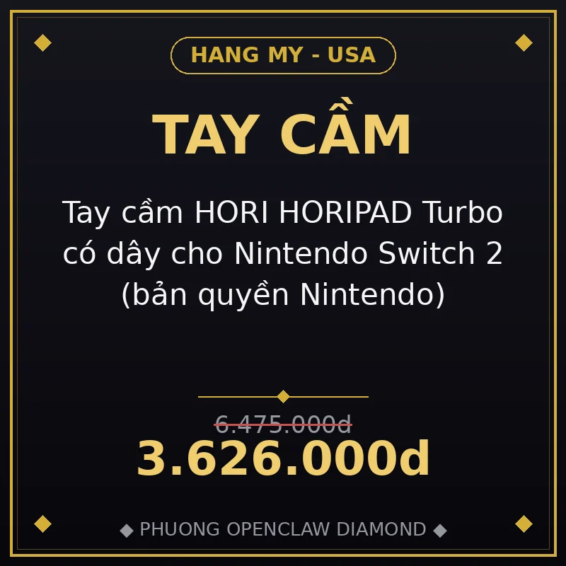 Tay cầm HORI HORIPAD Turbo có dây cho Nintendo Switch 2 (bản quyền Nintendo)