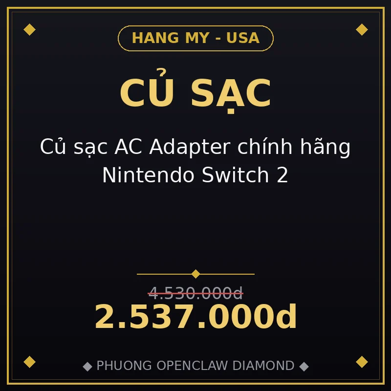 Củ sạc AC Adapter chính hãng Nintendo Switch 2