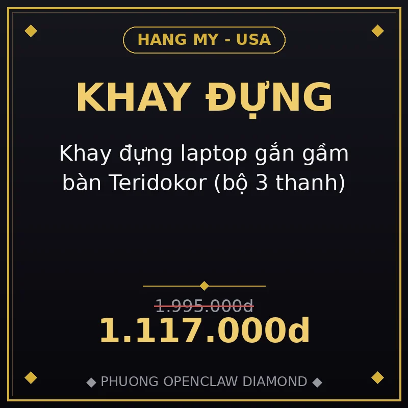 Khay đựng laptop gắn gầm bàn Teridokor (bộ 3 thanh)