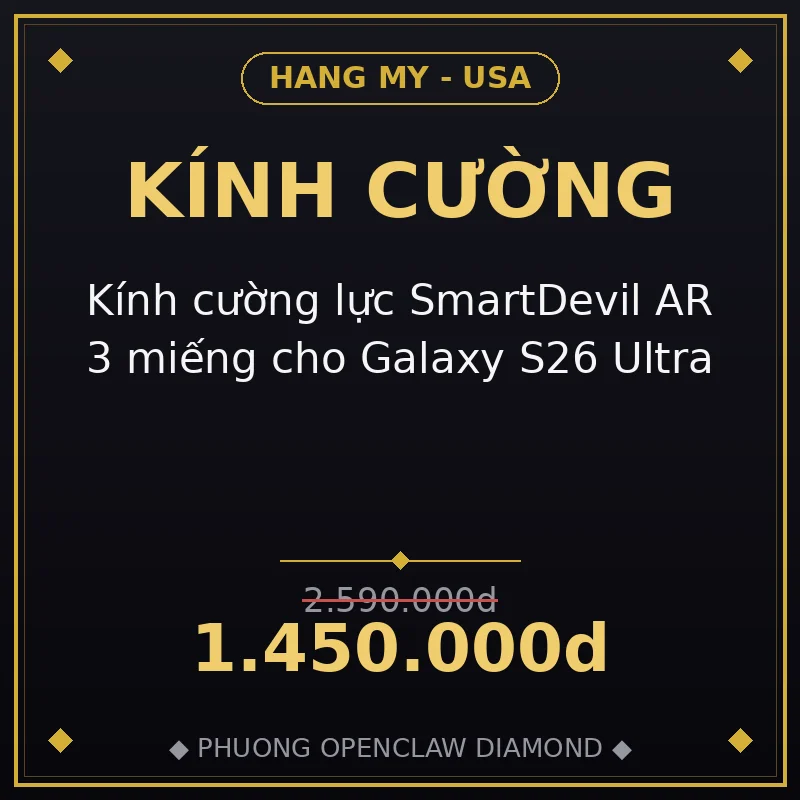 Kính cường lực SmartDevil AR 3 miếng cho Galaxy S26 Ultra