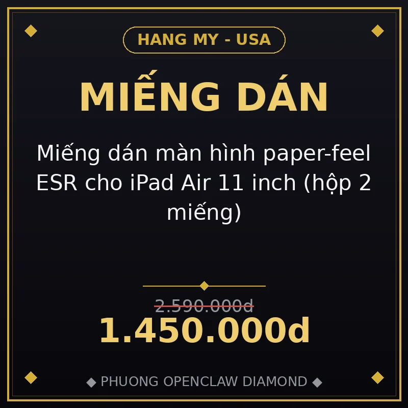 Miếng dán màn hình paper-feel ESR cho iPad Air 11 inch (hộp 2 miếng)