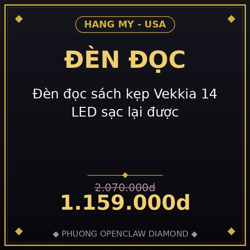 Đèn đọc sách kẹp Vekkia 14 LED sạc lại được