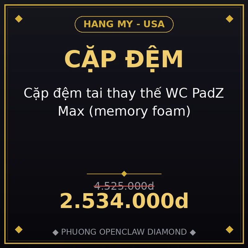 Cặp đệm tai thay thế WC PadZ Max (memory foam)