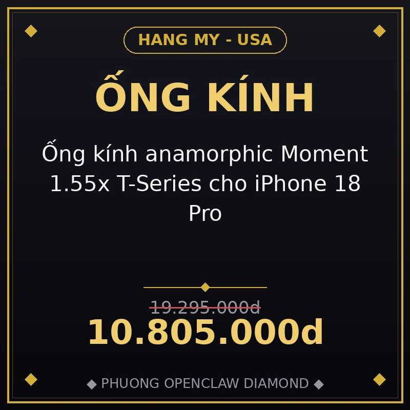 Ống kính anamorphic Moment 1.55x T-Series cho iPhone 18 Pro