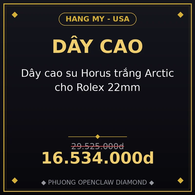 Dây cao su Horus trắng Arctic cho Rolex 22mm