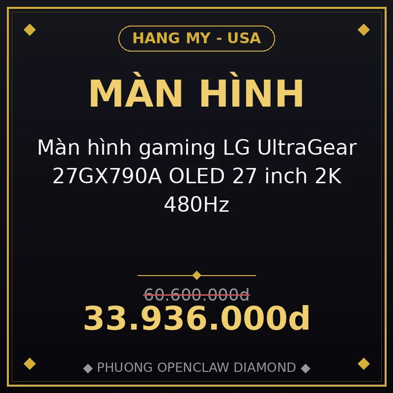 Màn hình gaming LG UltraGear 27GX790A OLED 27 inch 2K 480Hz