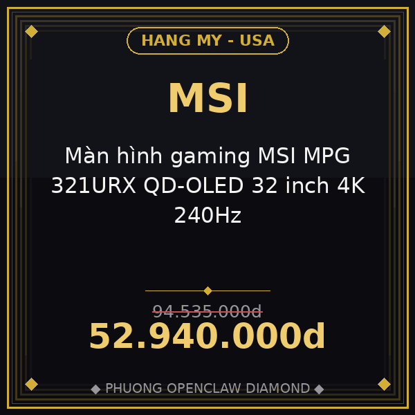 Màn hình gaming MSI MPG 321URX QD-OLED 32 inch 4K 240Hz