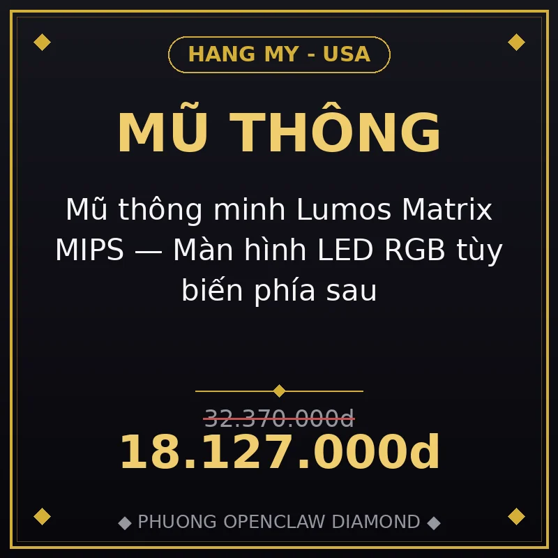 Mũ thông minh Lumos Matrix MIPS — Màn hình LED RGB tùy biến phía sau