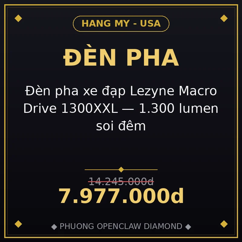 Đèn pha xe đạp Lezyne Macro Drive 1300XXL — 1.300 lumen soi đêm