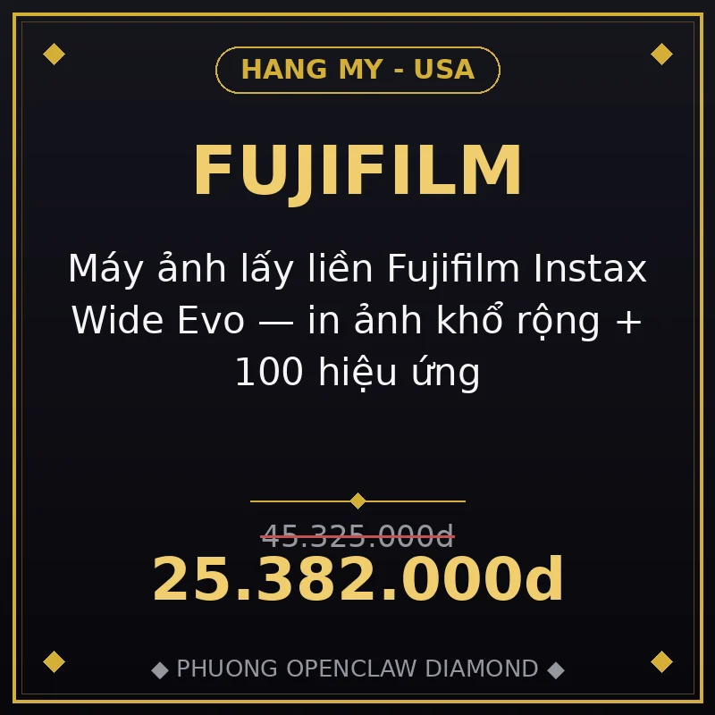 Máy ảnh lấy liền Fujifilm Instax Wide Evo — in ảnh khổ rộng + 100 hiệu ứng