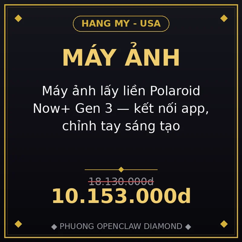 Máy ảnh lấy liền Polaroid Now+ Gen 3 — kết nối app, chỉnh tay sáng tạo