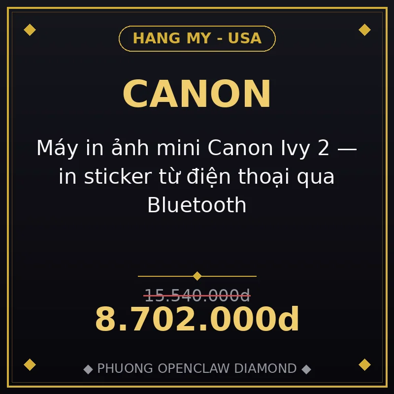 Máy in ảnh mini Canon Ivy 2 — in sticker từ điện thoại qua Bluetooth