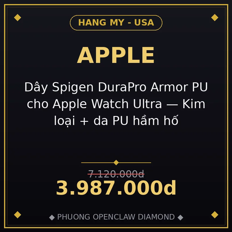 Dây Spigen DuraPro Armor PU cho Apple Watch Ultra — Kim loại + da PU hầm hố